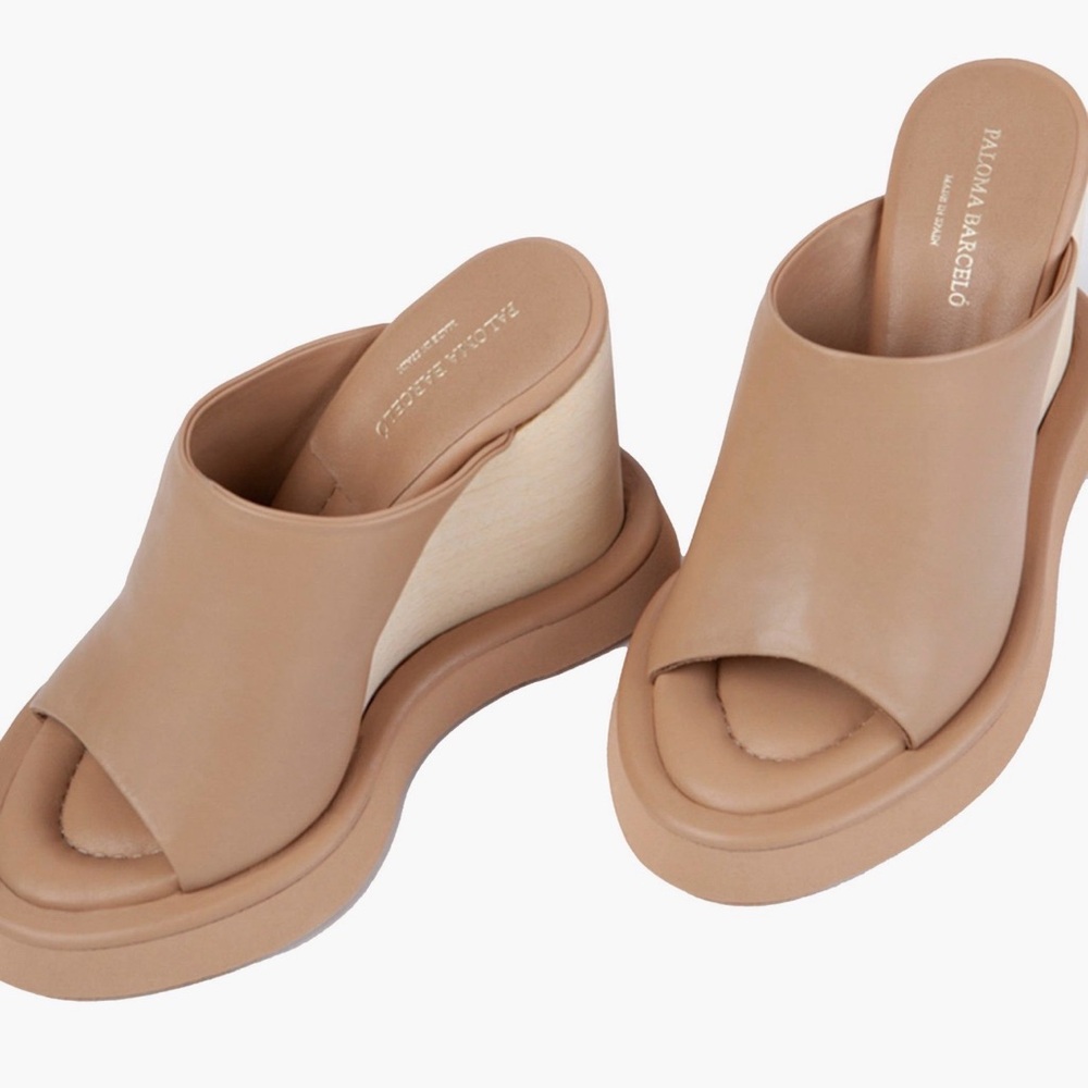 Paloma Barcelo Cream nude Leather Mules size 37